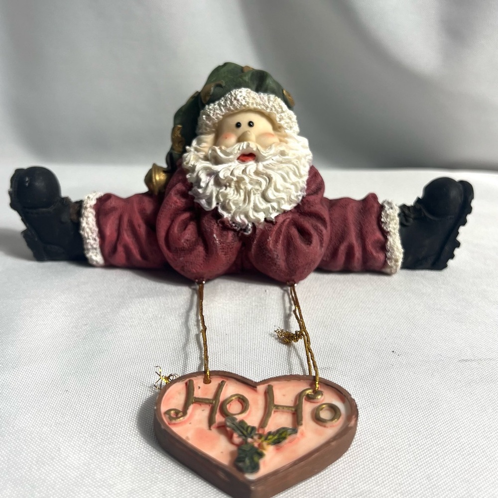 Santa Claus Splits Dangling Off Mantel Figurine Christmas Rare Vintage Decor